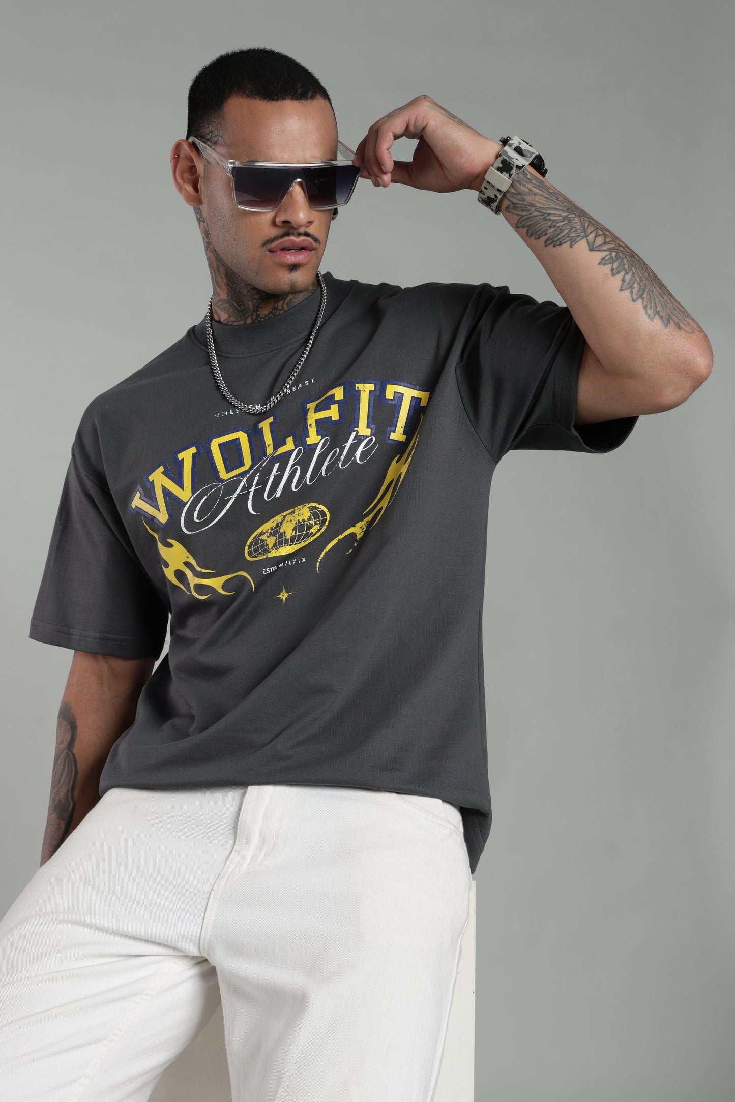 117 ATHLETE OVERSIZE TEE- DARK GREY