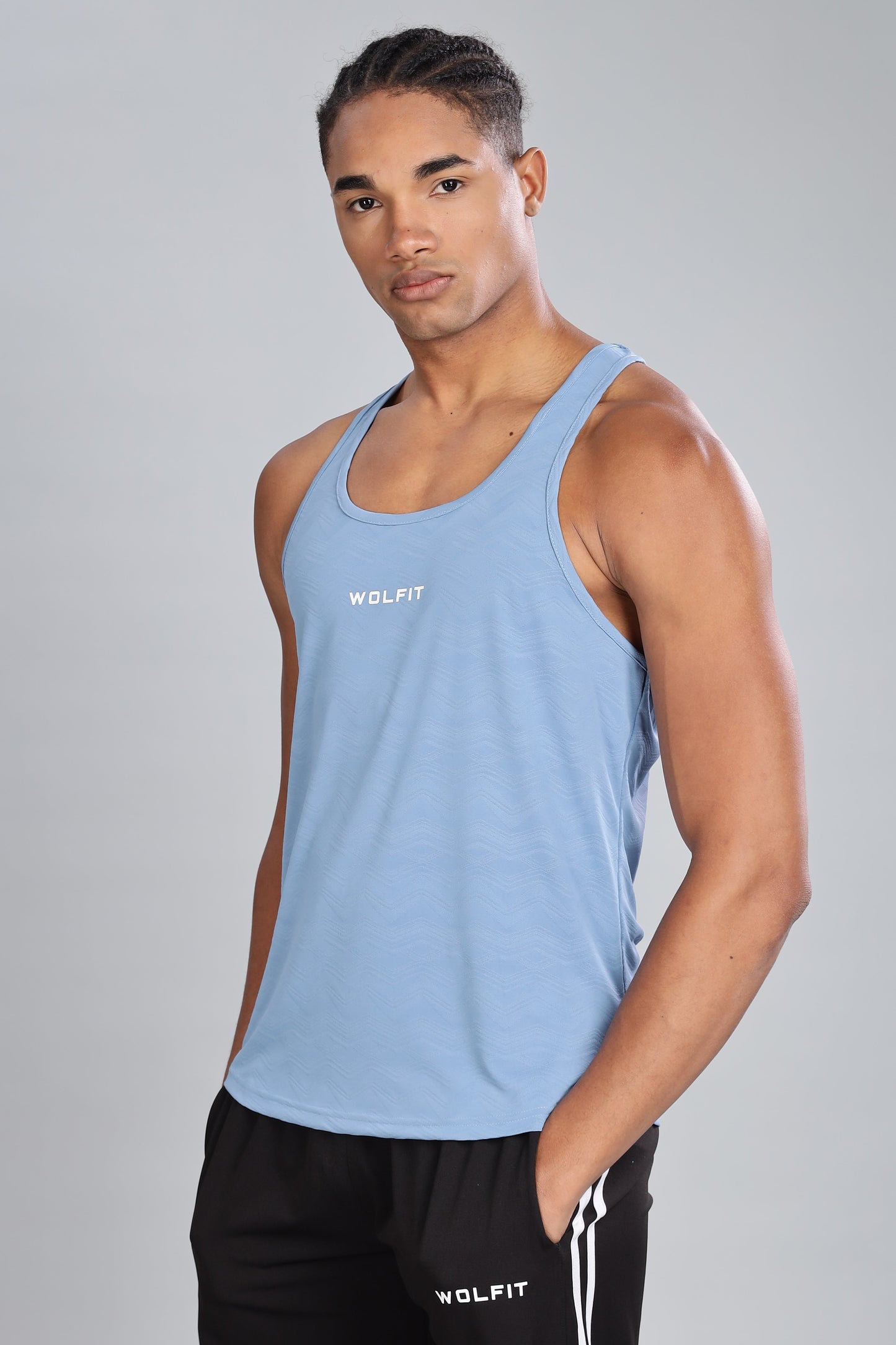 Wavy Jacquard Stringer - Sky Blue
