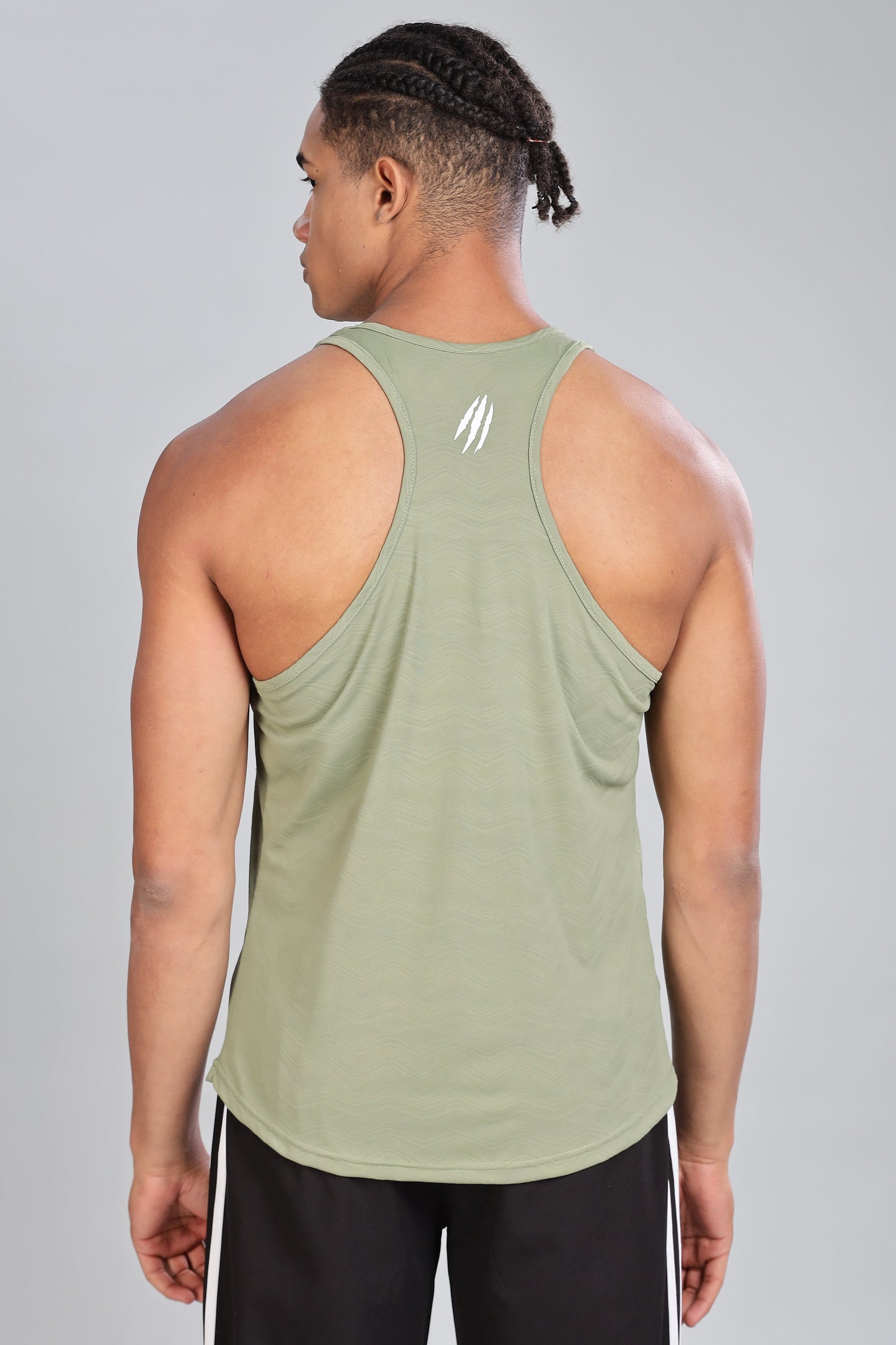 Wavy Jacquard Stringer - Sage Green