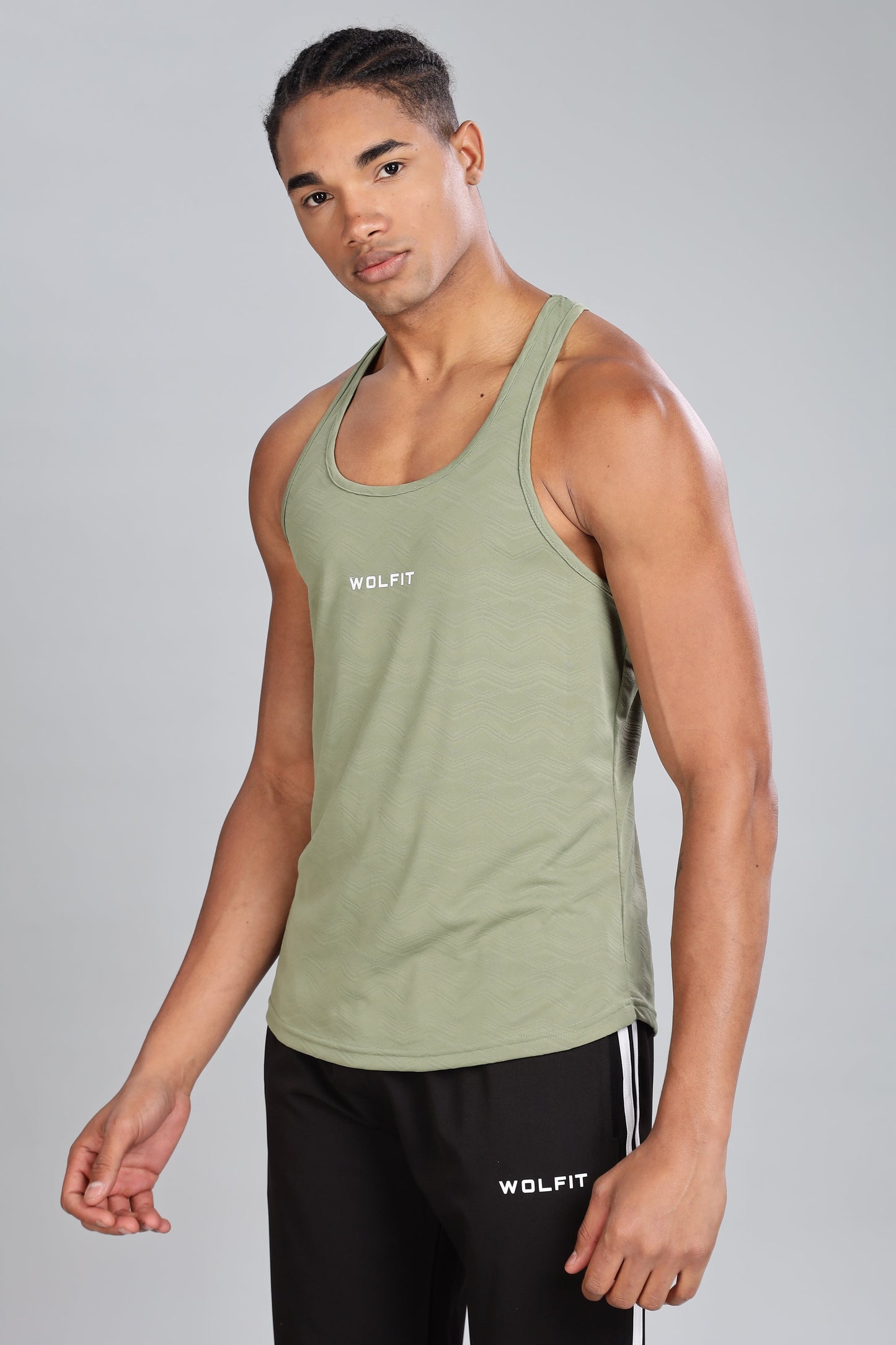 Wavy Jacquard Stringer - Sage Green