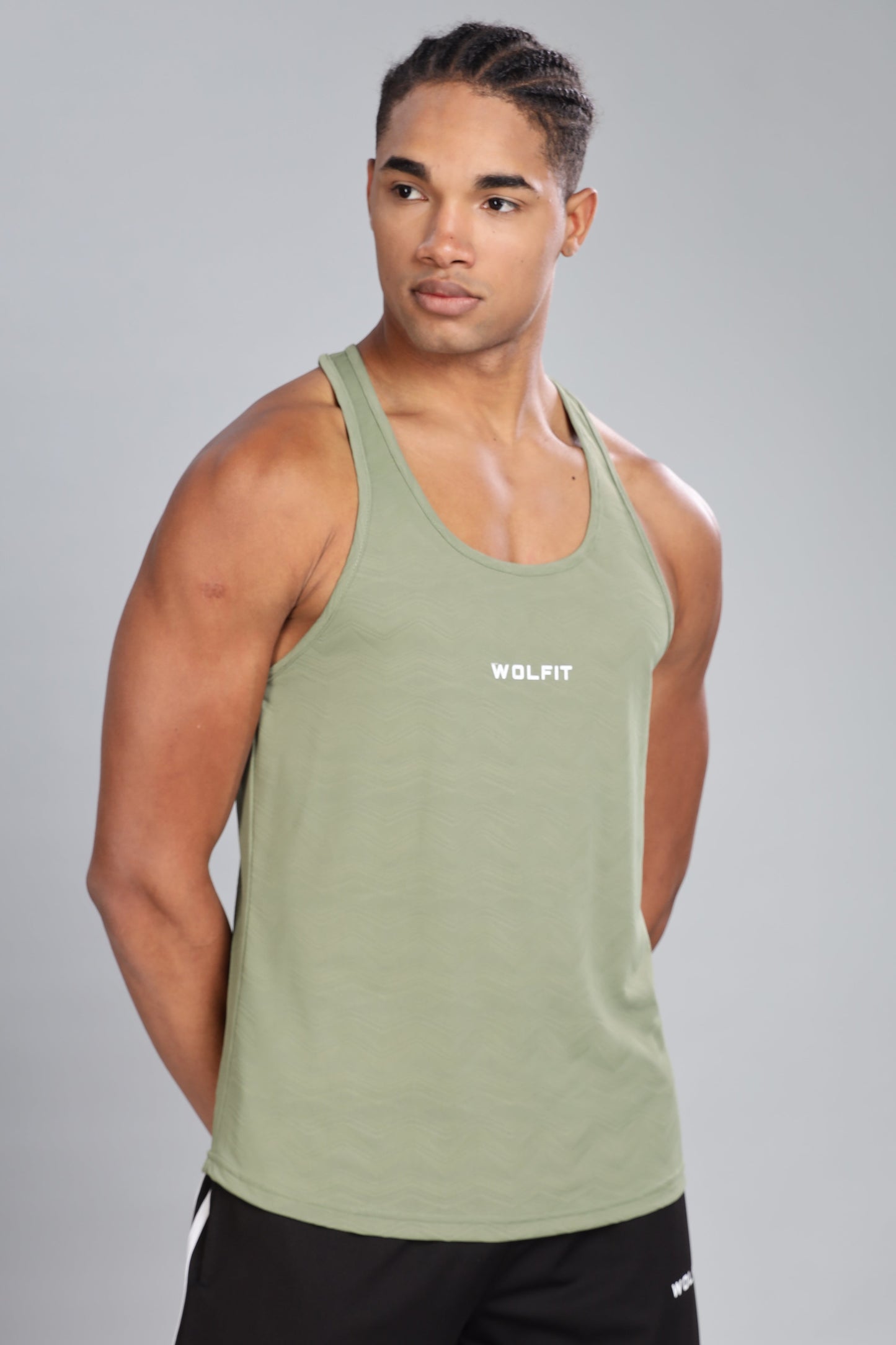 Wavy Jacquard Stringer - Sage Green