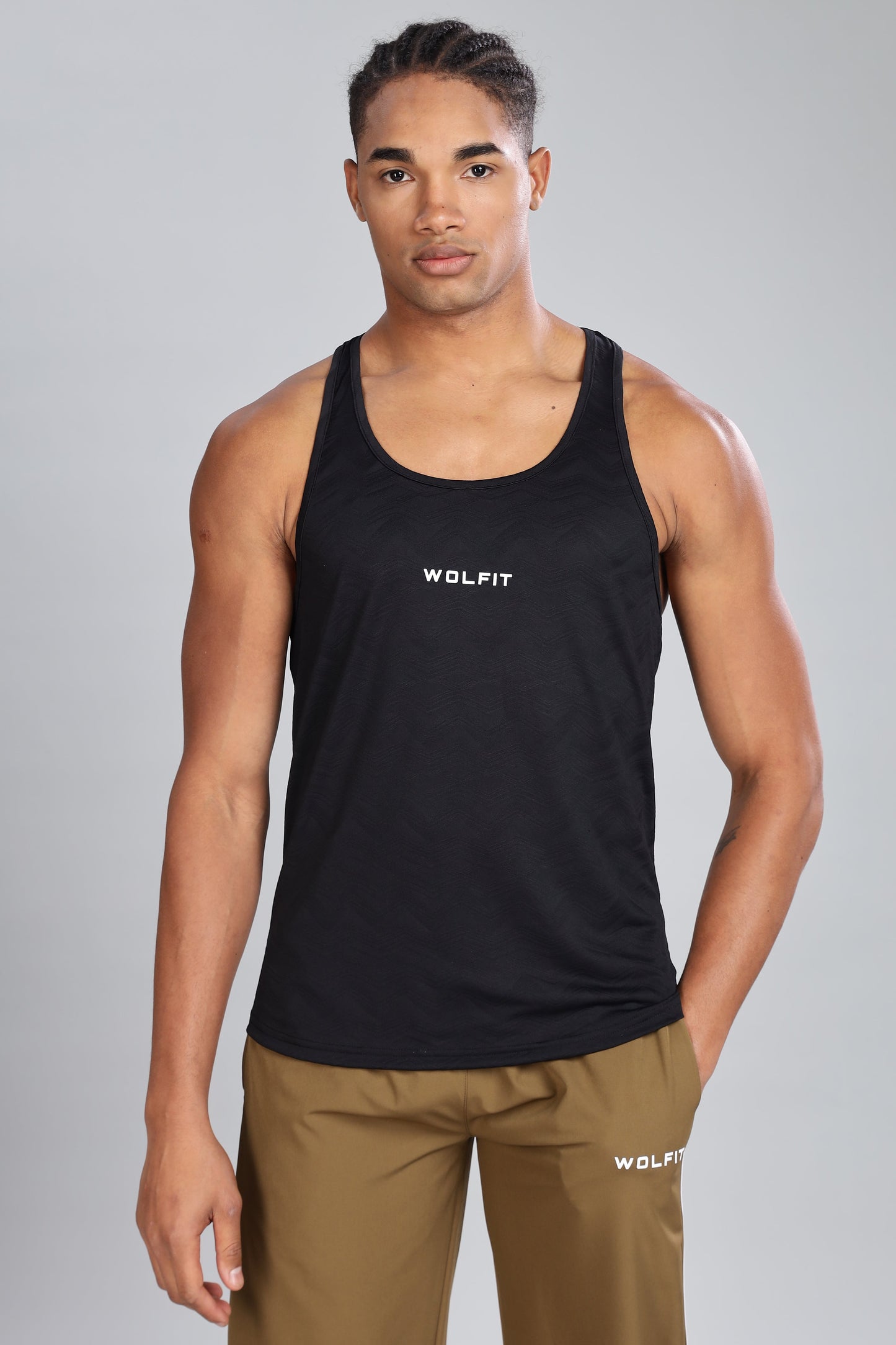 Wavy Jacquard Stringer - Black