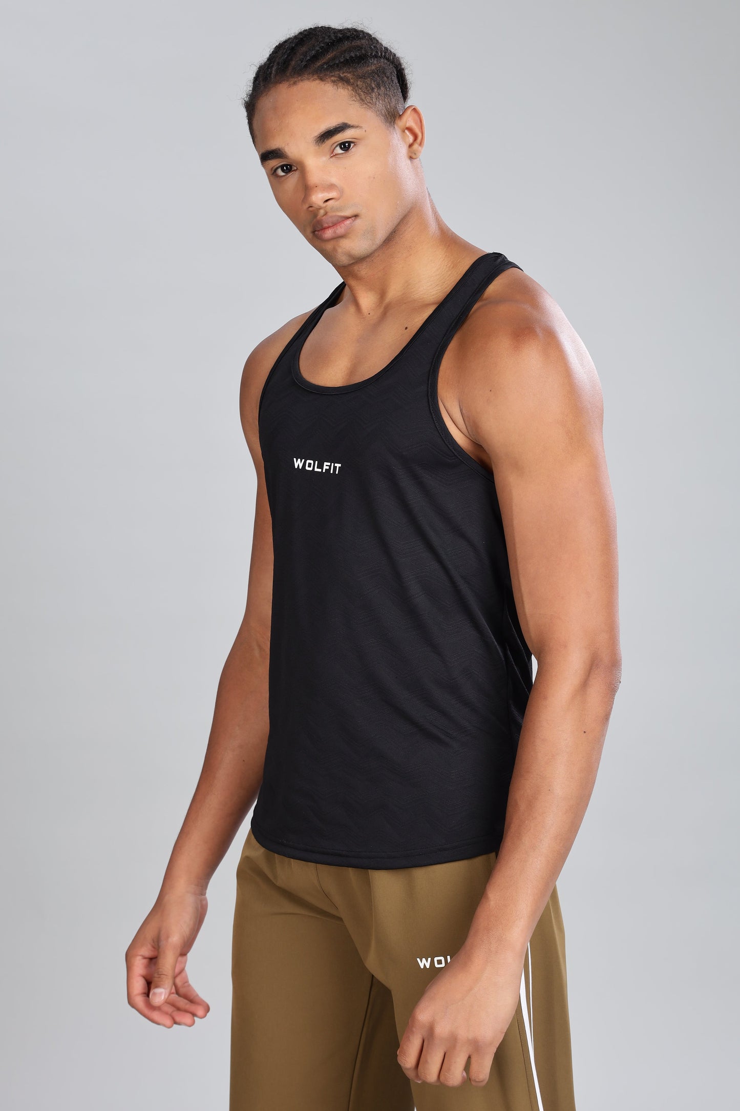 Wavy Jacquard Stringer - Black