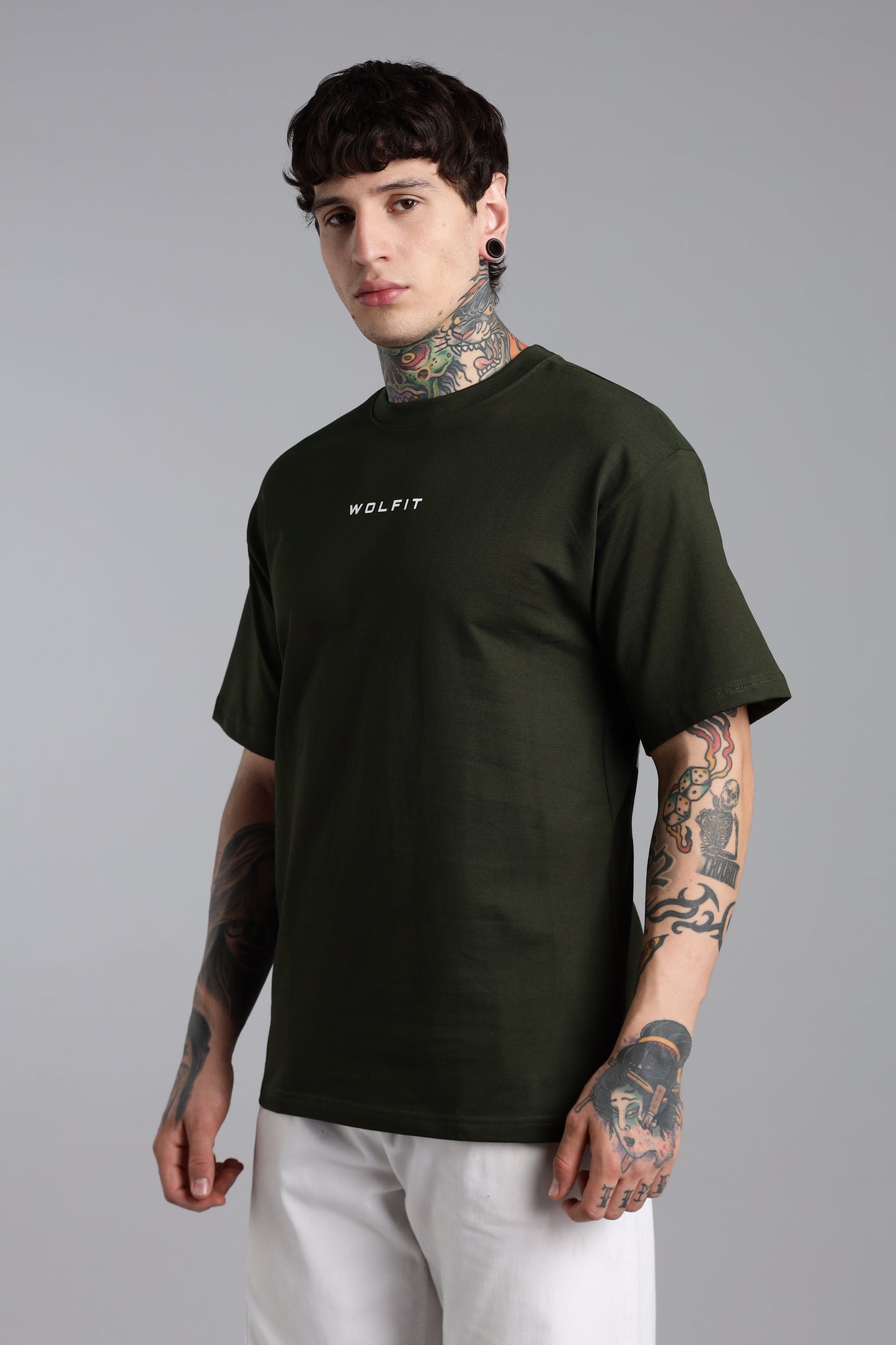 110 Lifting Club Oversize Tshirt - Olive Green