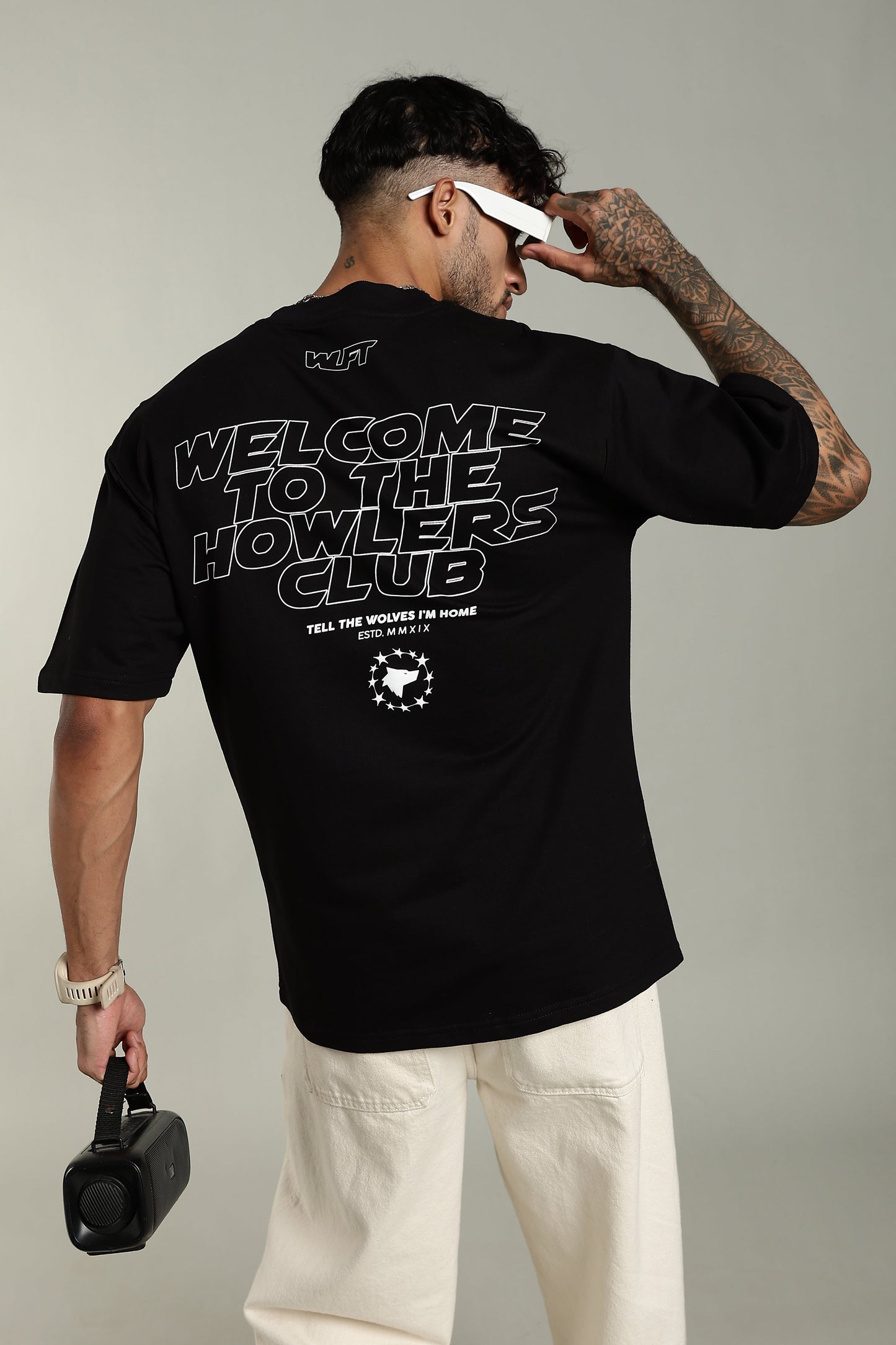 113 HOWLERS CLUB OVERSIZE GRAPHIC TSHIRT - CARBON BLACK