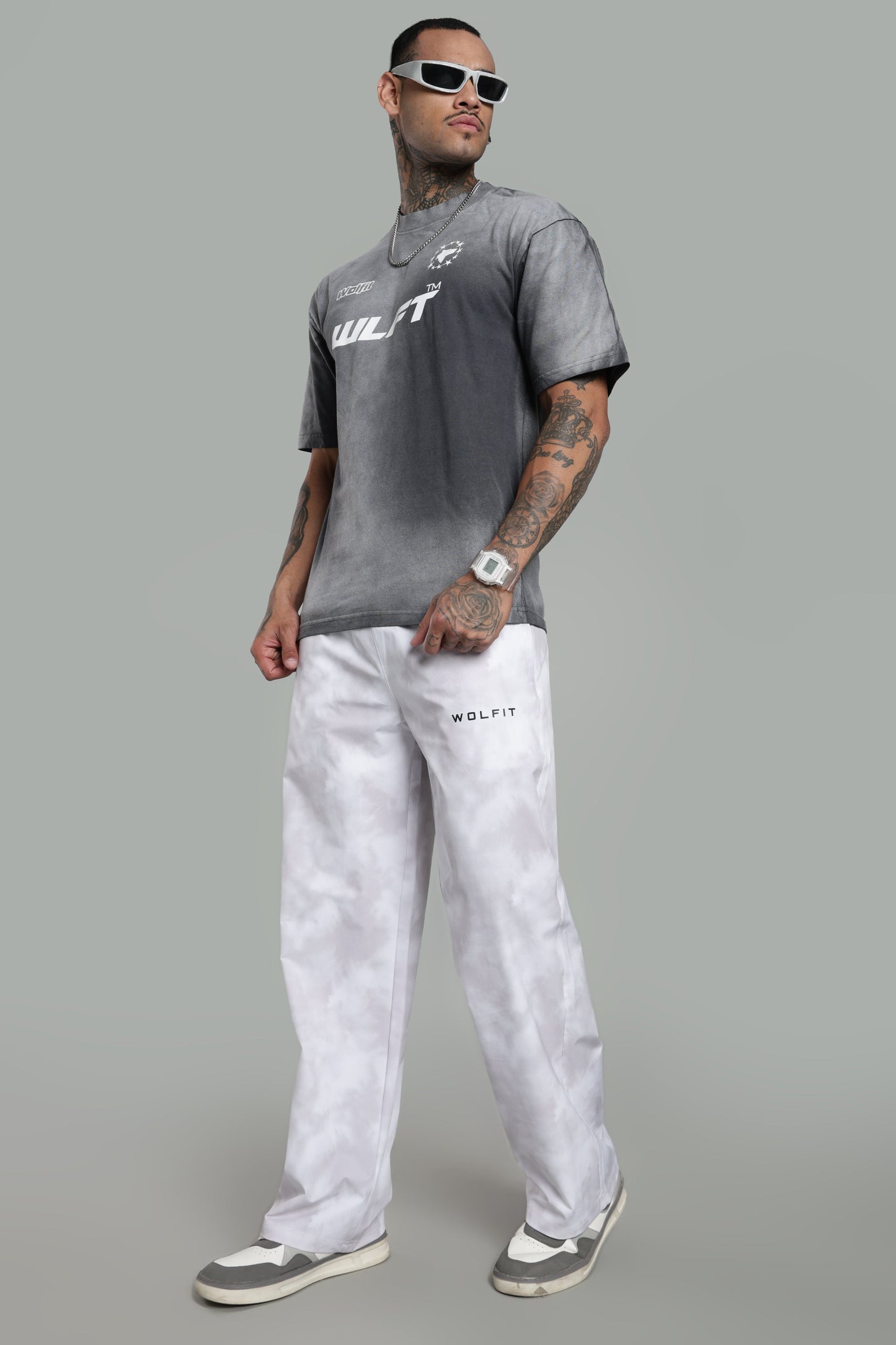 116 SPRAY WASH OVERSIZE TEE-GREY