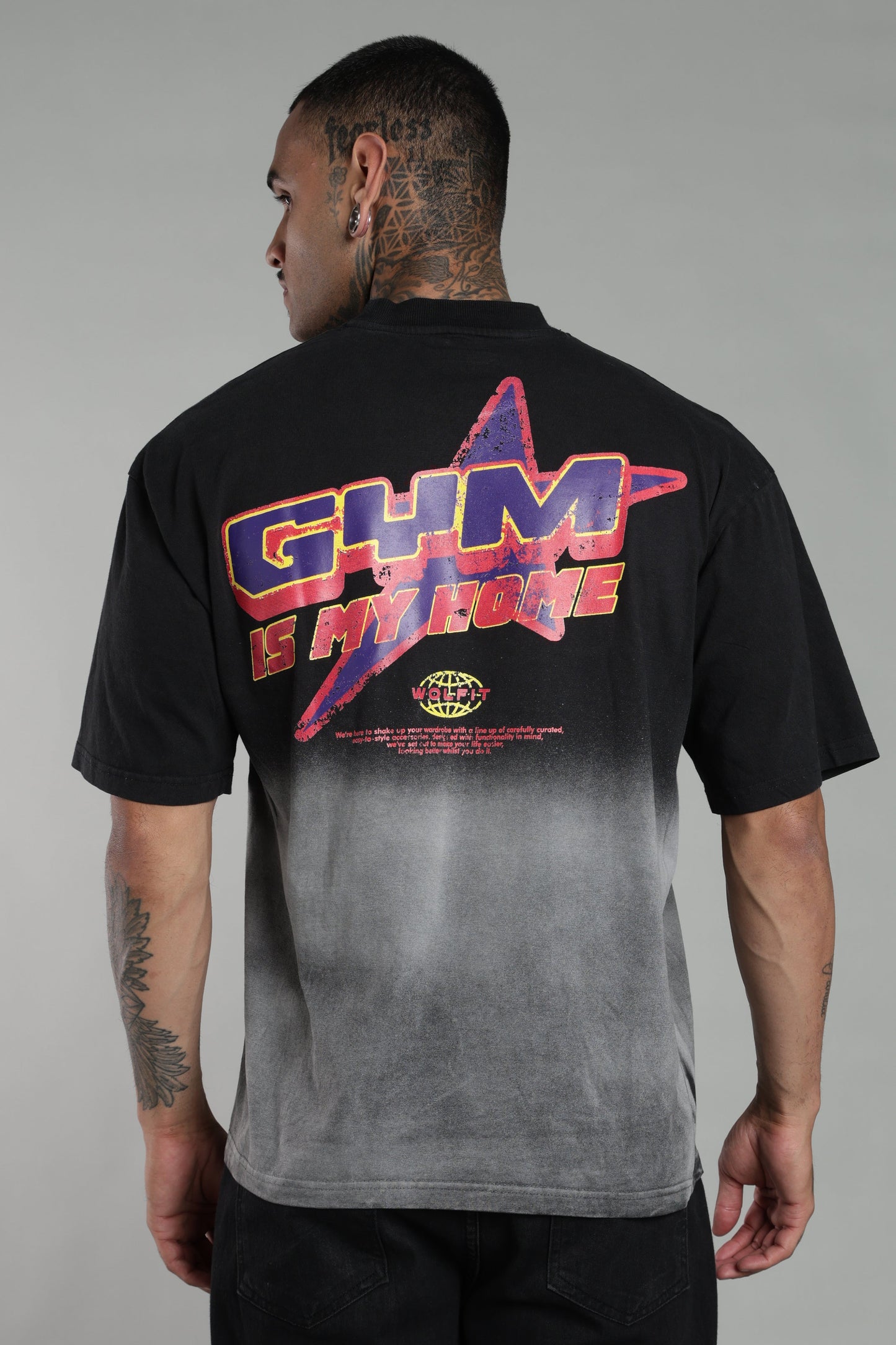 115 FADED WASH OVERSIZE TEE-BLACK