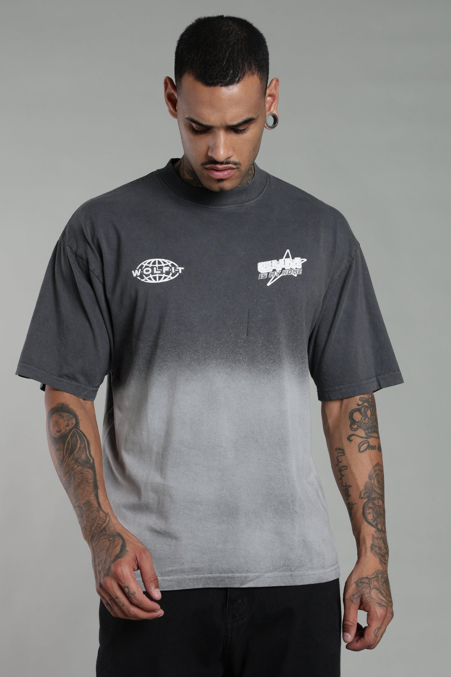 115 FADED WASH OVERSIZE TEE-GREY