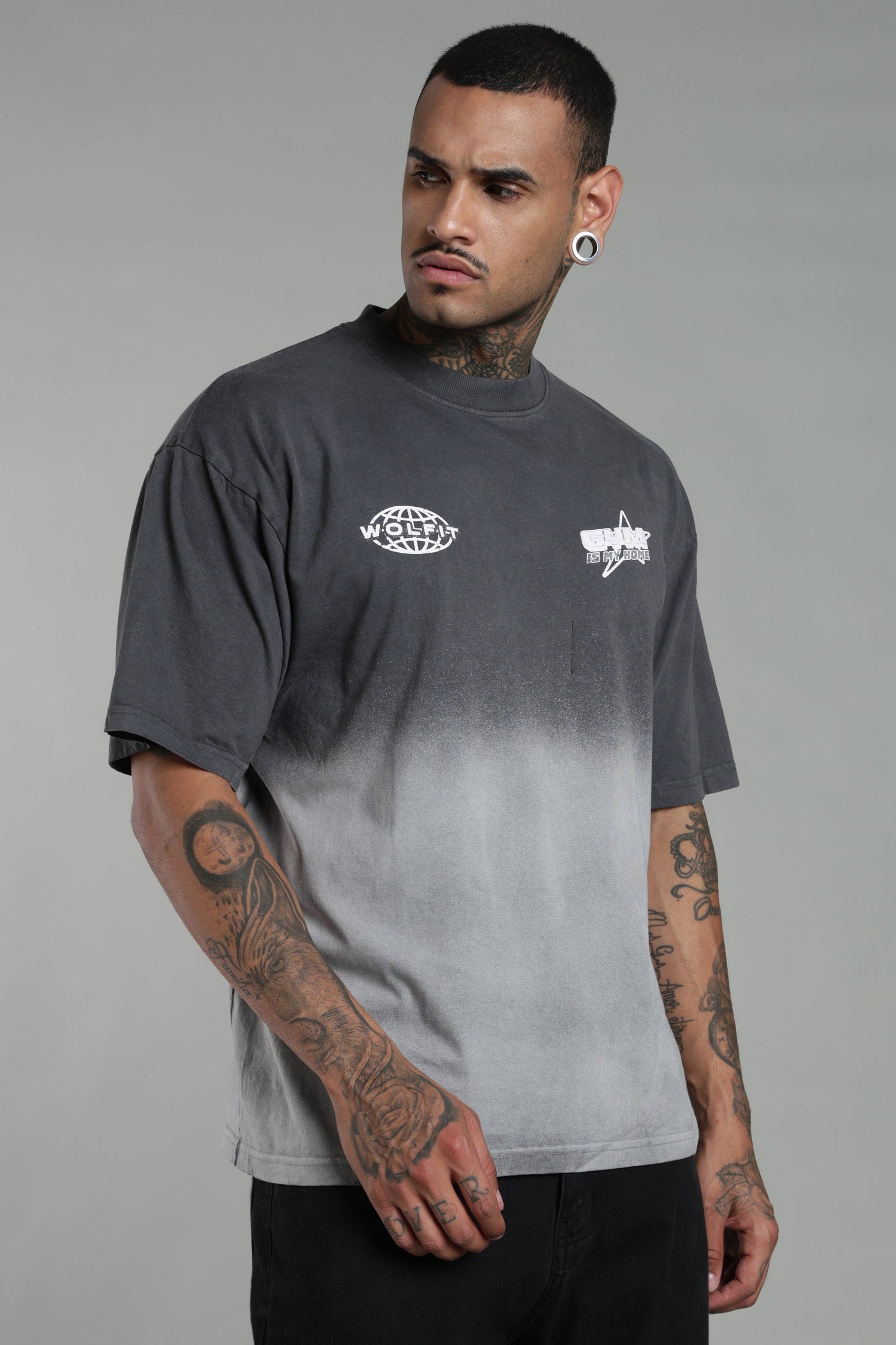 115 FADED WASH OVERSIZE TEE-GREY