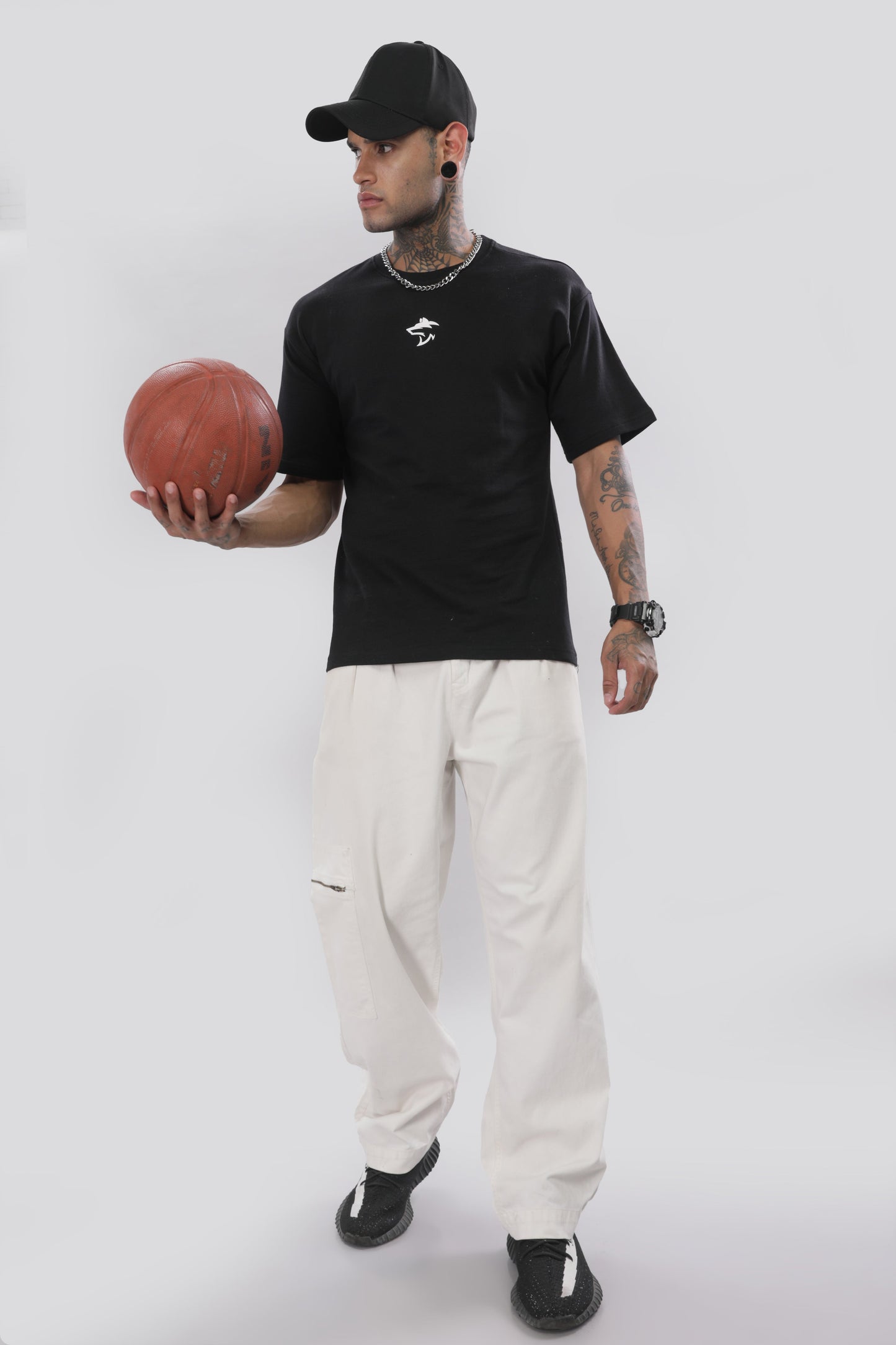 106 Wolf Man Oversize Tshirt - Black