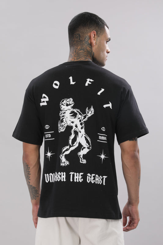 106 Wolf Man Oversize Tshirt - Black