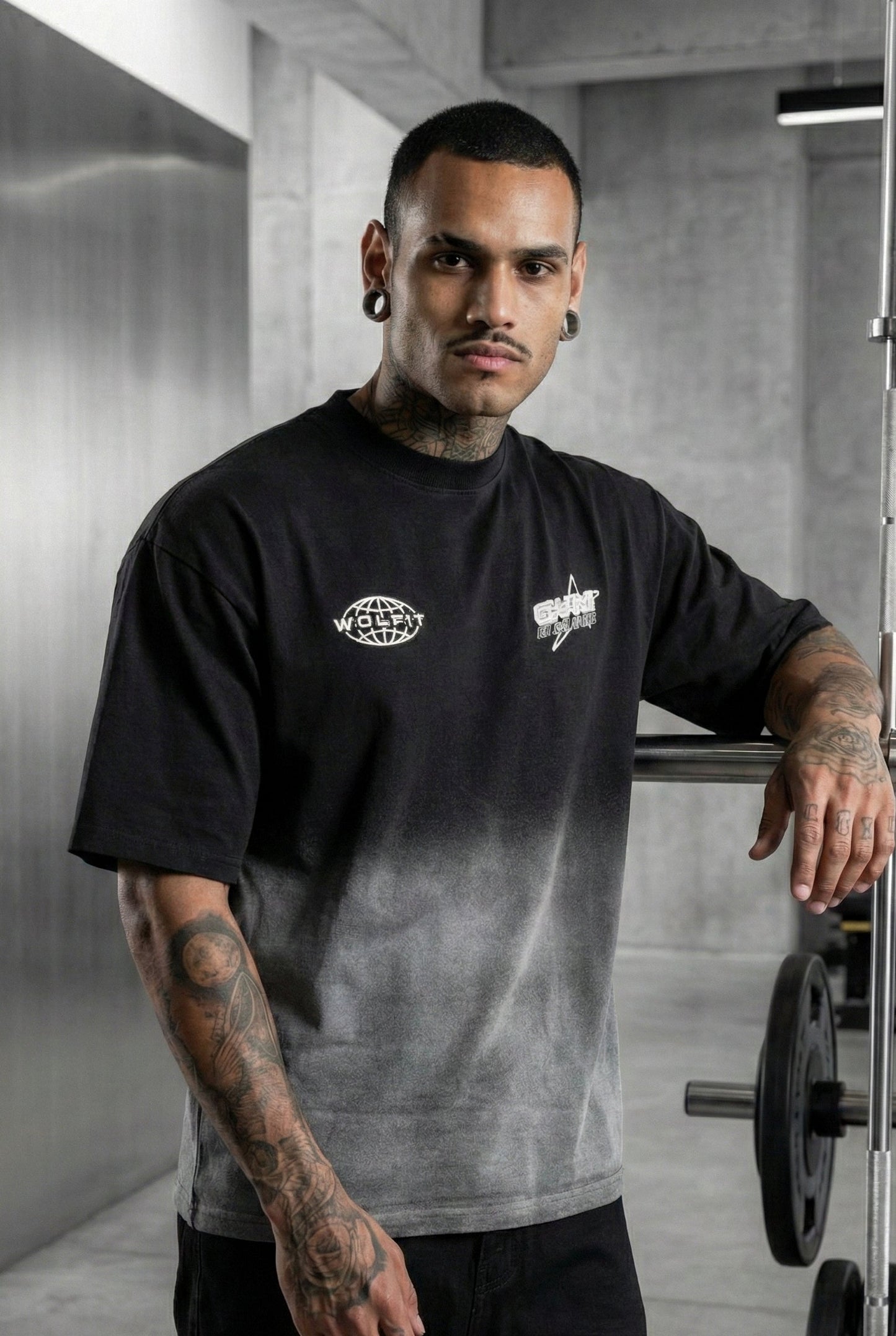 115 FADED WASH OVERSIZE TEE-BLACK