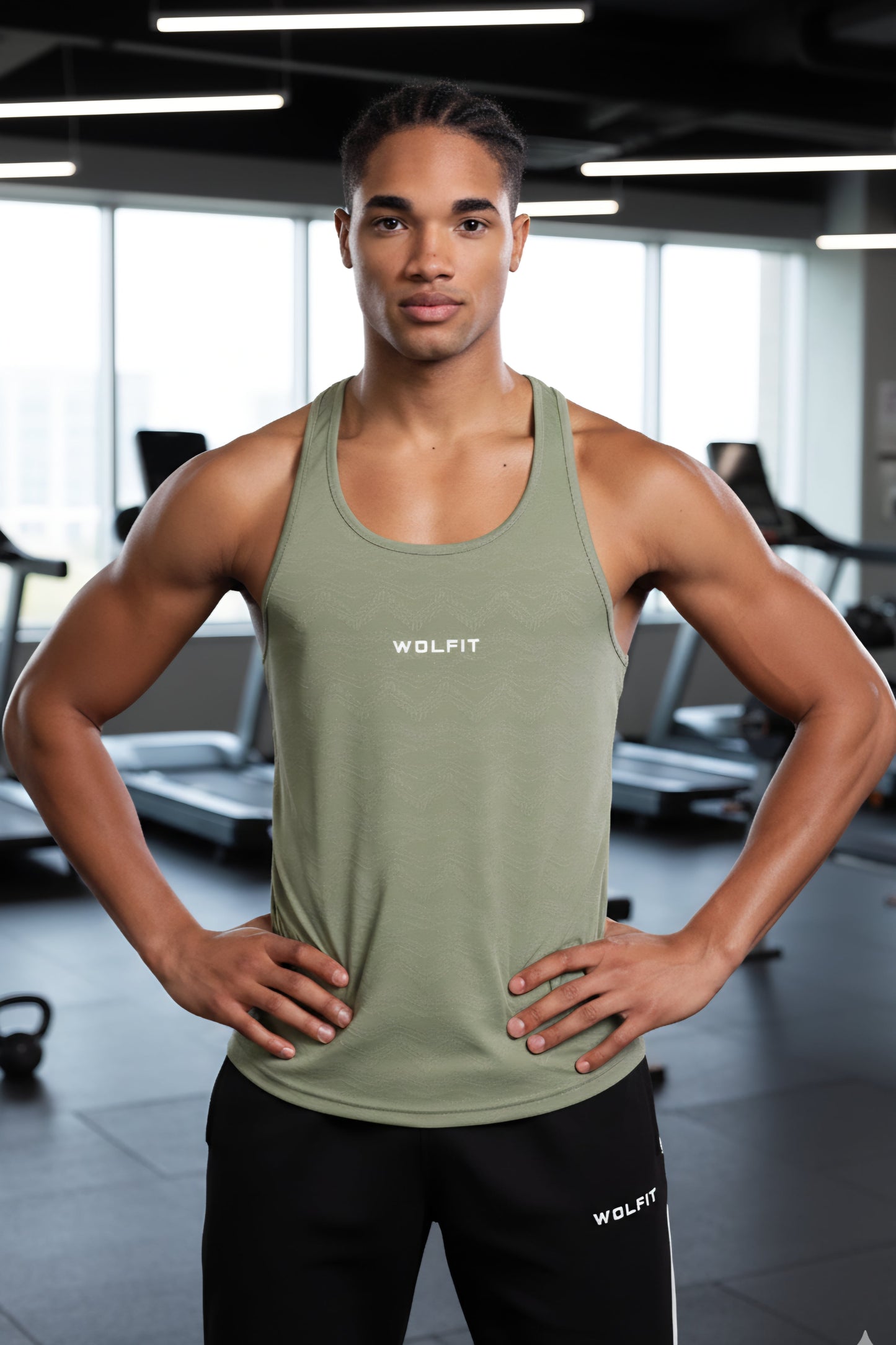 Wavy Jacquard Stringer - Sage Green