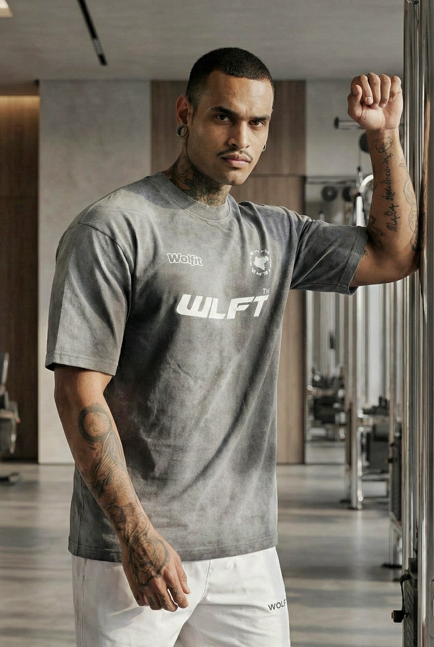116 SPRAY WASH OVERSIZE TEE-GREY