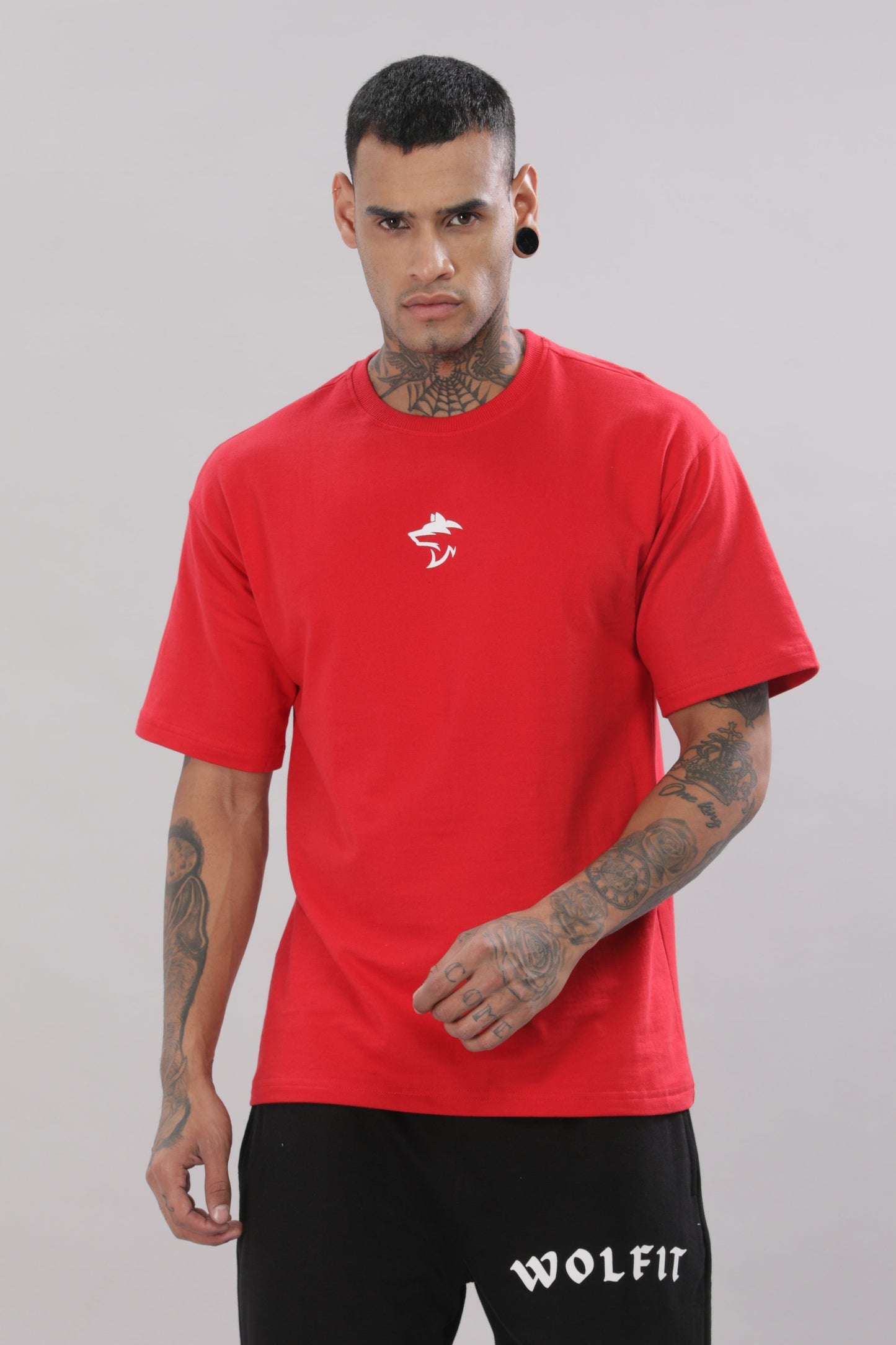 106 Wolf Man Oversize Tshirt - Red